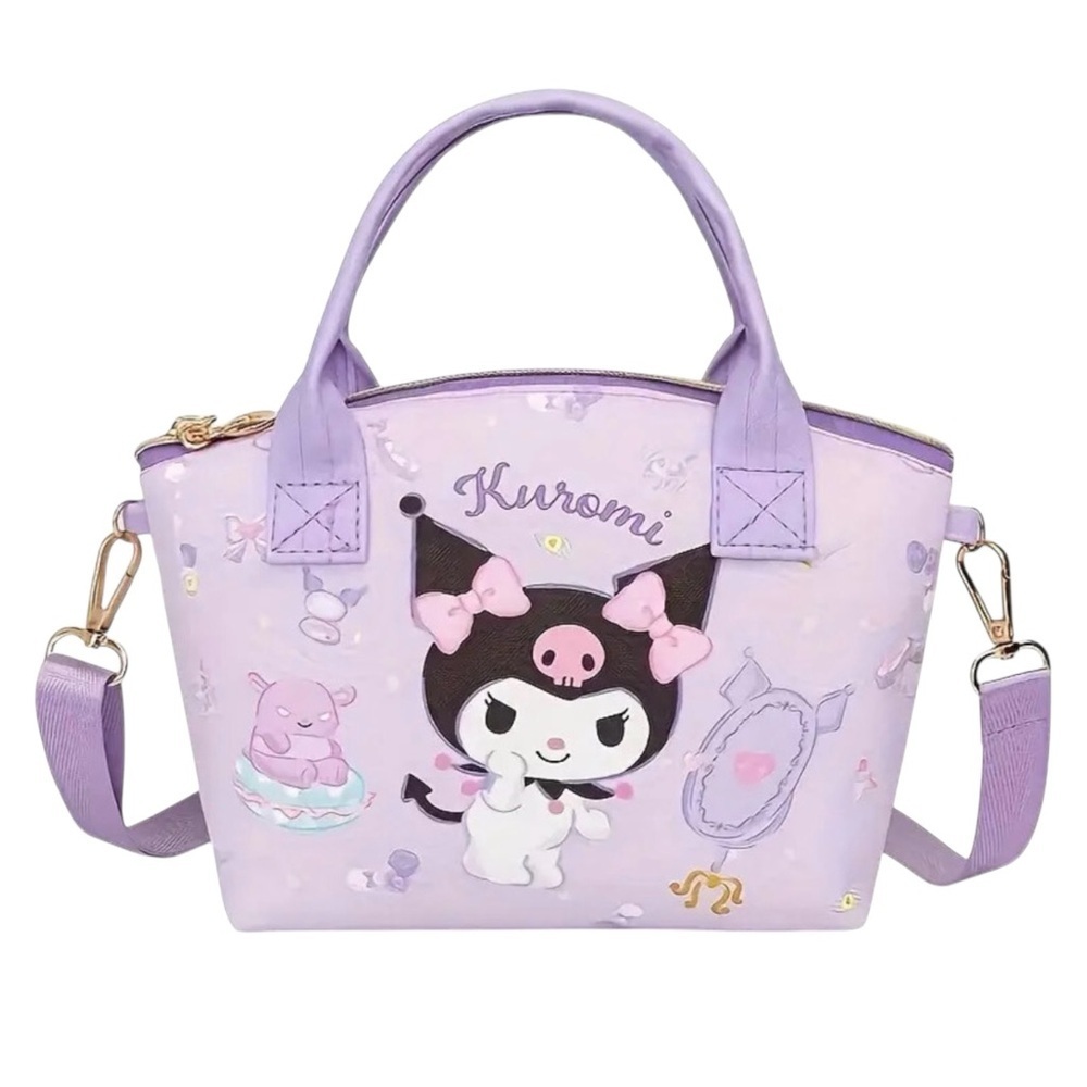 Sanrio Kuromi Mini Crossbody Bag Lavender Pink Kawaii Purse Adjustable Strap 9x6